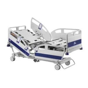 Cama hospitalaria NewCare Pardo con sistema de ajuste hidráulico — Modelo para hospitalización de media y larga estancia